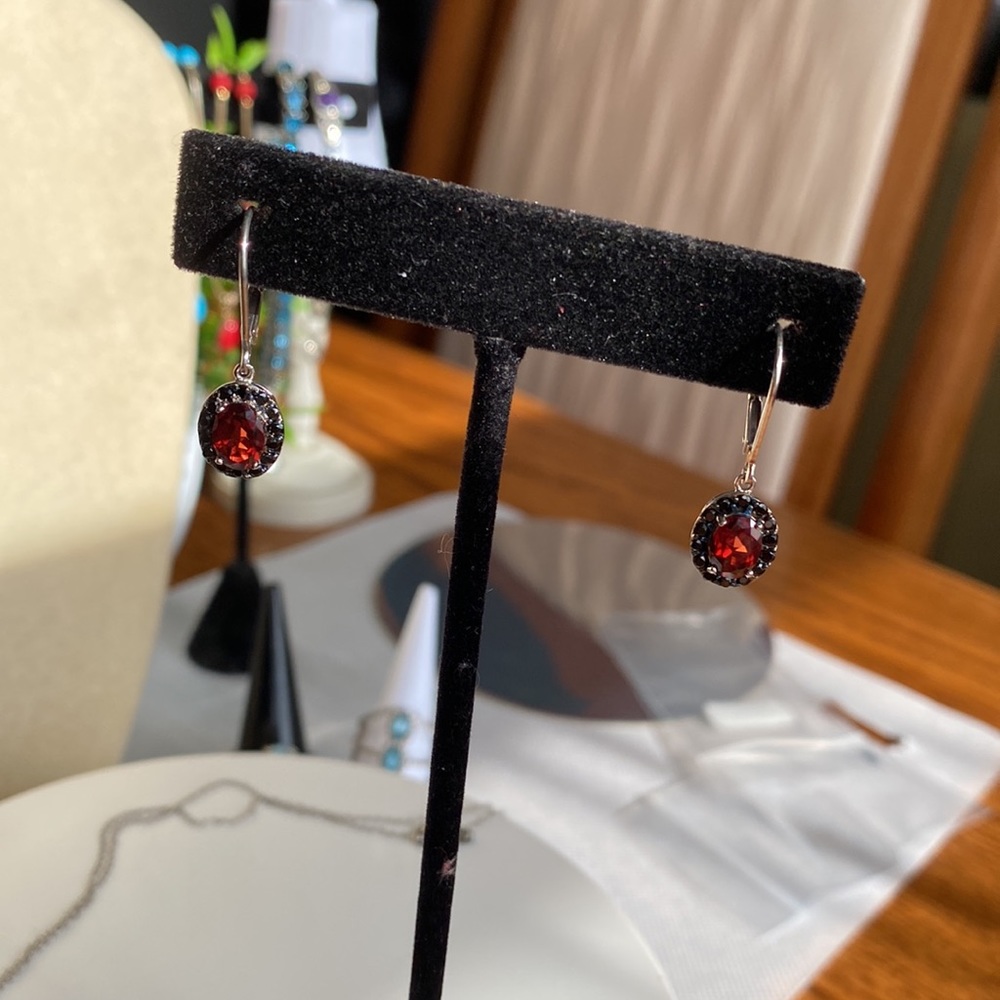 πΈ VEMELHO GARNET AND BLACK SPINEL COMPLETE SET πΈ SIZE 8 RING πΈ - Picture 6 of 16